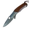 3.5" Damascus Drop Point Blade Knife w/ Wood Handle