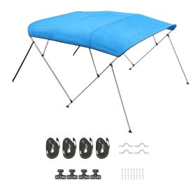 4 Bow Boat Bimini Tops, 600D Polyester Canopy with Aluminum Alloy Frame, Waterproof & Sun Shade Boat Awning Canopy with Storage Bag, 2 Support Poles