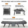 Patio Folding Chaise Lounge Bed, Ergonomic Single Reclining Cot, Portable Heavy Duty Outdoor/Indoor Folding Bed for Garden, Patio, Camping & Office