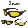 3 pairs Motorcycle Sports Biker Riding Glasses Wind Resistant Eye Protection Sports Goggles Cycling Glasses Sunglasses Yellow Color(Logistics only For