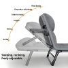 Patio Folding Chaise Lounge Bed, Ergonomic Single Reclining Cot, Portable Heavy Duty Outdoor/Indoor Folding Bed for Garden, Patio, Camping & Office