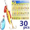 3OT!Lot 30pcs Trout Spoon Metal Fishing Lures Spinner Baits Bass Tackle Colorful